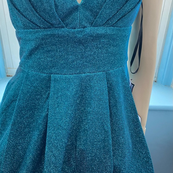 PARTY DRESS by B DARLIN NWT 7/8 SHIMMERING AQUAMARINE LINED W CRINOLINE - Picture 14 of 16